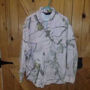 Camo  Womens Fire Resistant Long Sleeve Button Down Shirt Light Pink 2xl